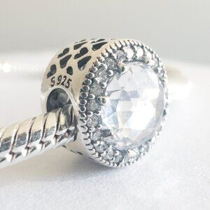 Brand New Pandora Silver Charm CLEAR Radiant 925 Ale Silver Sterling